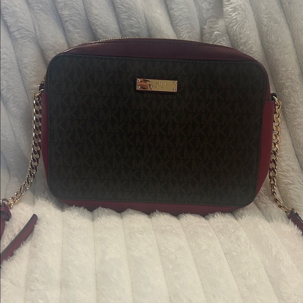 Michael Kors dark red and brown Crossbody Bag